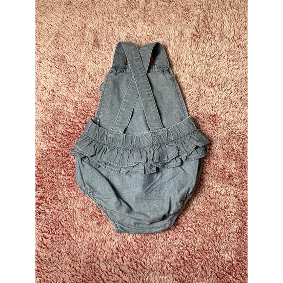 Baby Carter's Blue Denim Ruffle Overalls 3 Months - Picture 2 of 4